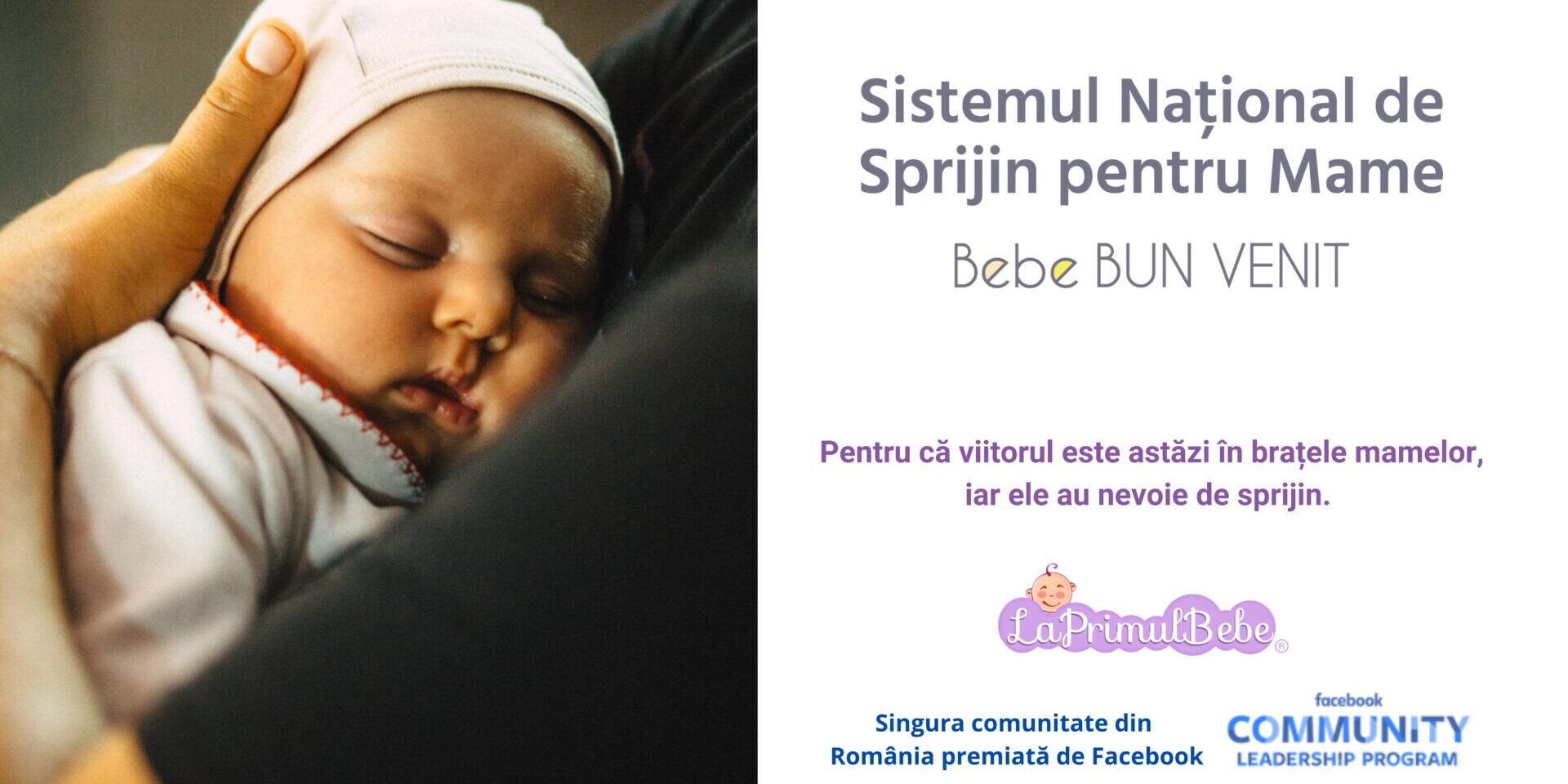 Prezentare Sistemul Național de Sprijin pentru Mame BebeBunVenit bebelus dormind